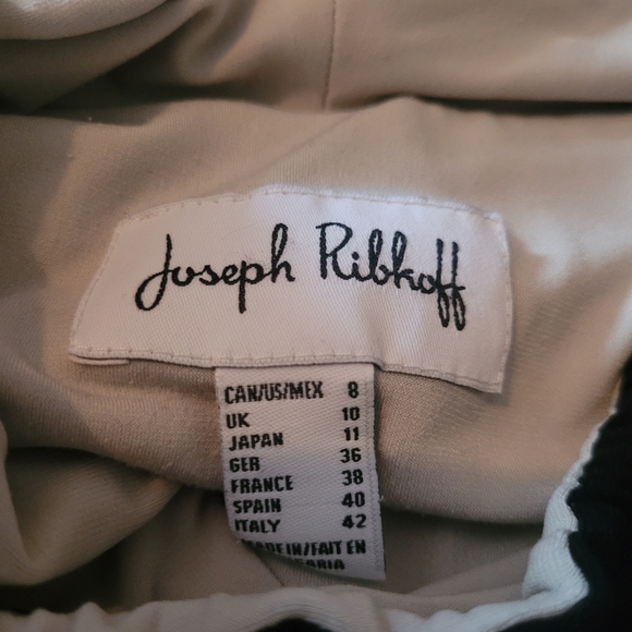 Joseph Ribkoff Black and Cream Colored Slouch Collar Top 8 - Picture 8 of 8